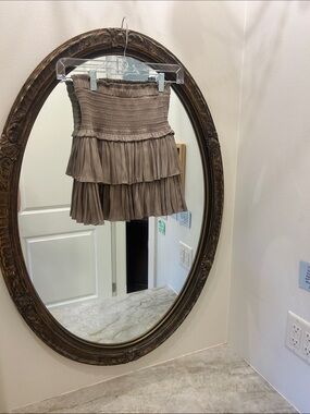 The Reset Taupe Tiered Smocked Mini Skirt